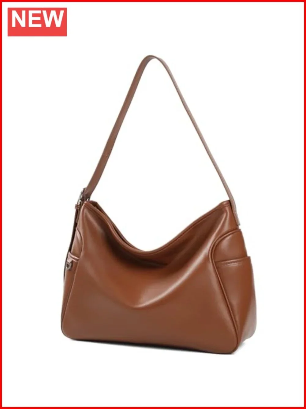 Faux Leather Hobo Tote - Minimalist Shoulder Bag for Work or Daily Use